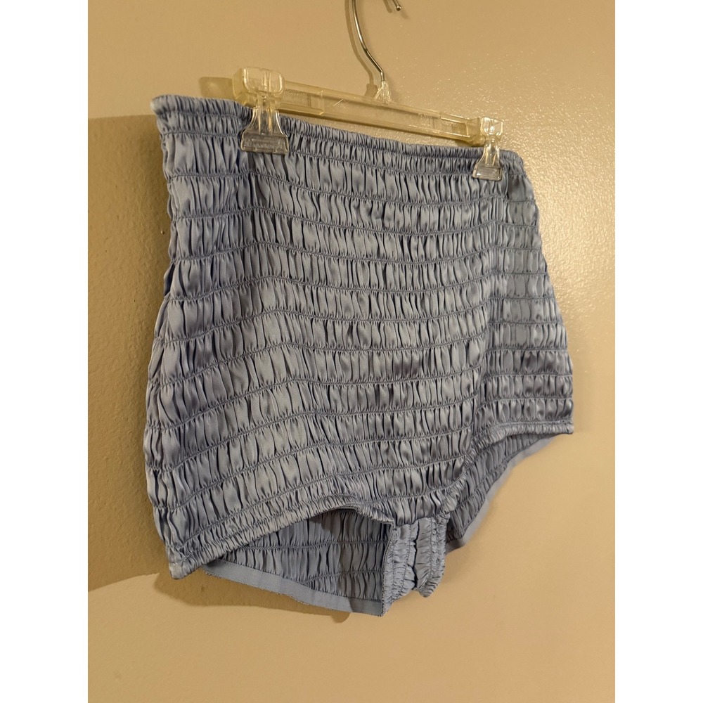 Intimately Free People Light Blue Smocked Satin Bloomers High Waist Shorts L - Picture 2 of 6